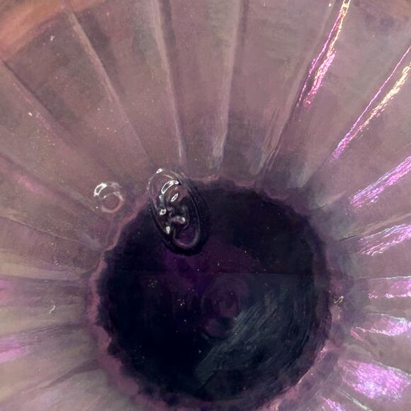 VTG Fenton Art Glass Amethyst Iridescent Violet Satin 7" Jack-in-the-Pulpit Vase - Picture 9 of 10